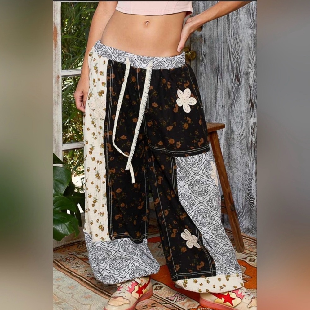 POL- patchwork joggers. NWT. LARGE NWT - image 5